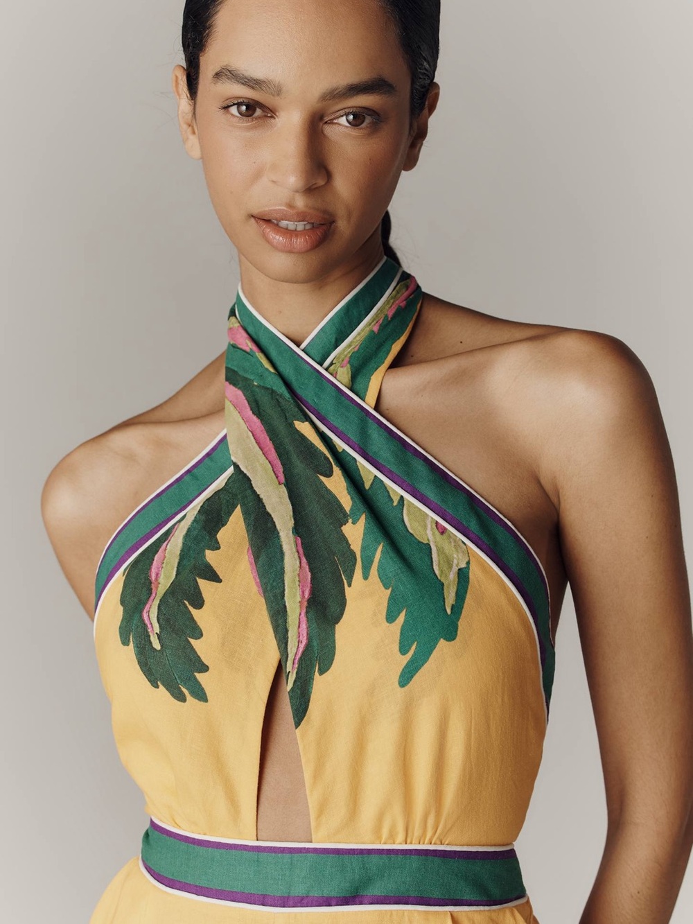 FARM Rio x Anthropologie Linen Blend Halter-Neck Romper | XL | NWT - Picture 4 of 4